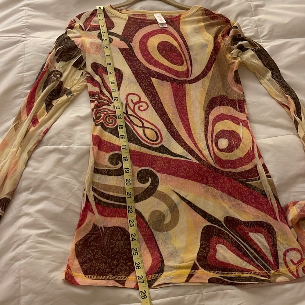 Vintage 90s American Twist Abstract Mesh Long Sleeve Top Y2K Grunge - Picture 6 of 12